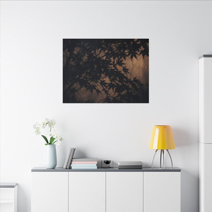 Shadow Play Autumn Canvas Art | Dark Japandi Atmospheric Design