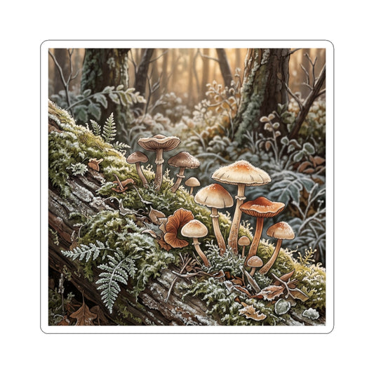 Cottagecore Wild Mushrooms in Golden Hour | Forest Whimsy Sticker Art Print