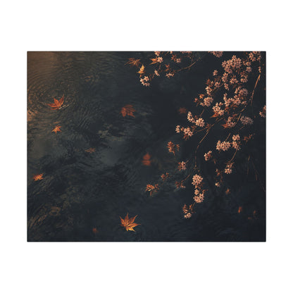 Golden Hour Cherry Blossom Canvas Art - Dark Japandi Kanso
