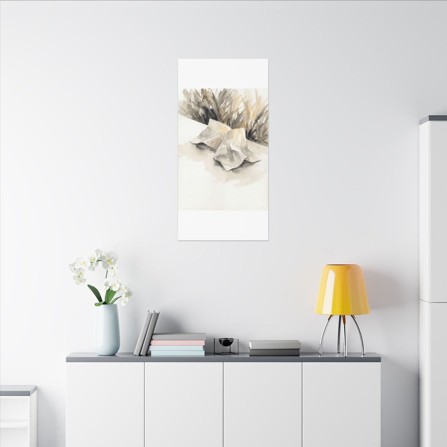 Paper Fold Watercolor Canvas Art | Warm Japandi Art