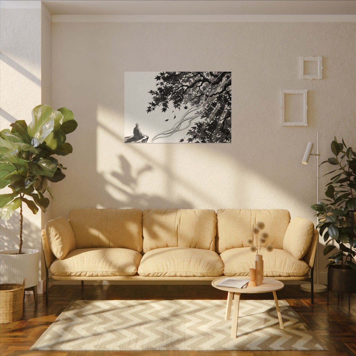 Serene Incense Smoke Canvas Art - Ukiyo E Inspired Zen