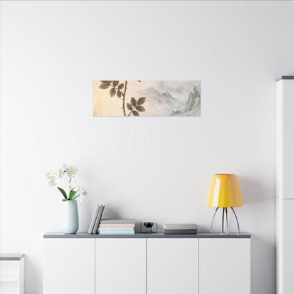 Winter Mountain Mist Herbarium Canvas Art | Earthy Decor
