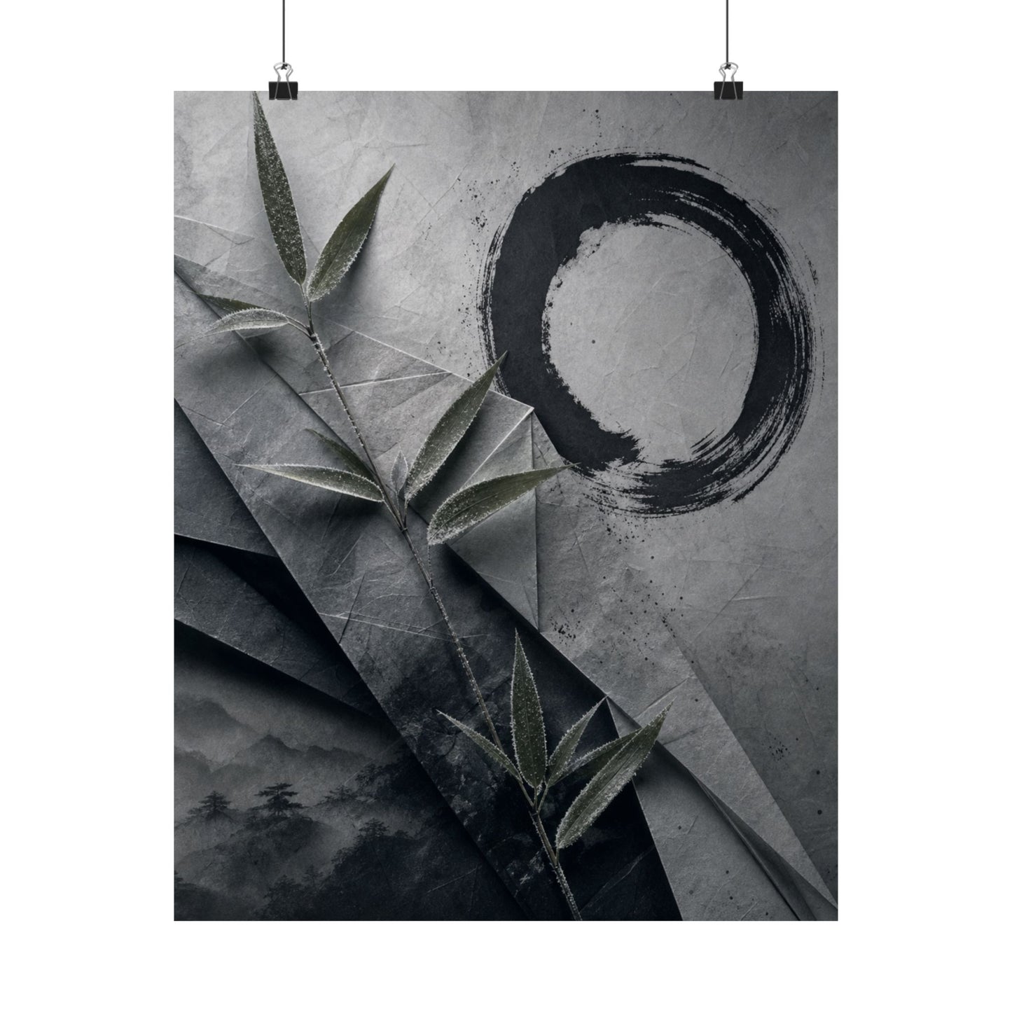 Winter Paper Fold Enso Wall Art Print | Tranquil Decor
