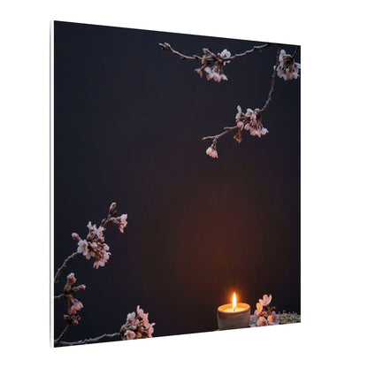 Dark Japandi Cherry Blossom in Candlelight | Moody Minimal Canvas Art