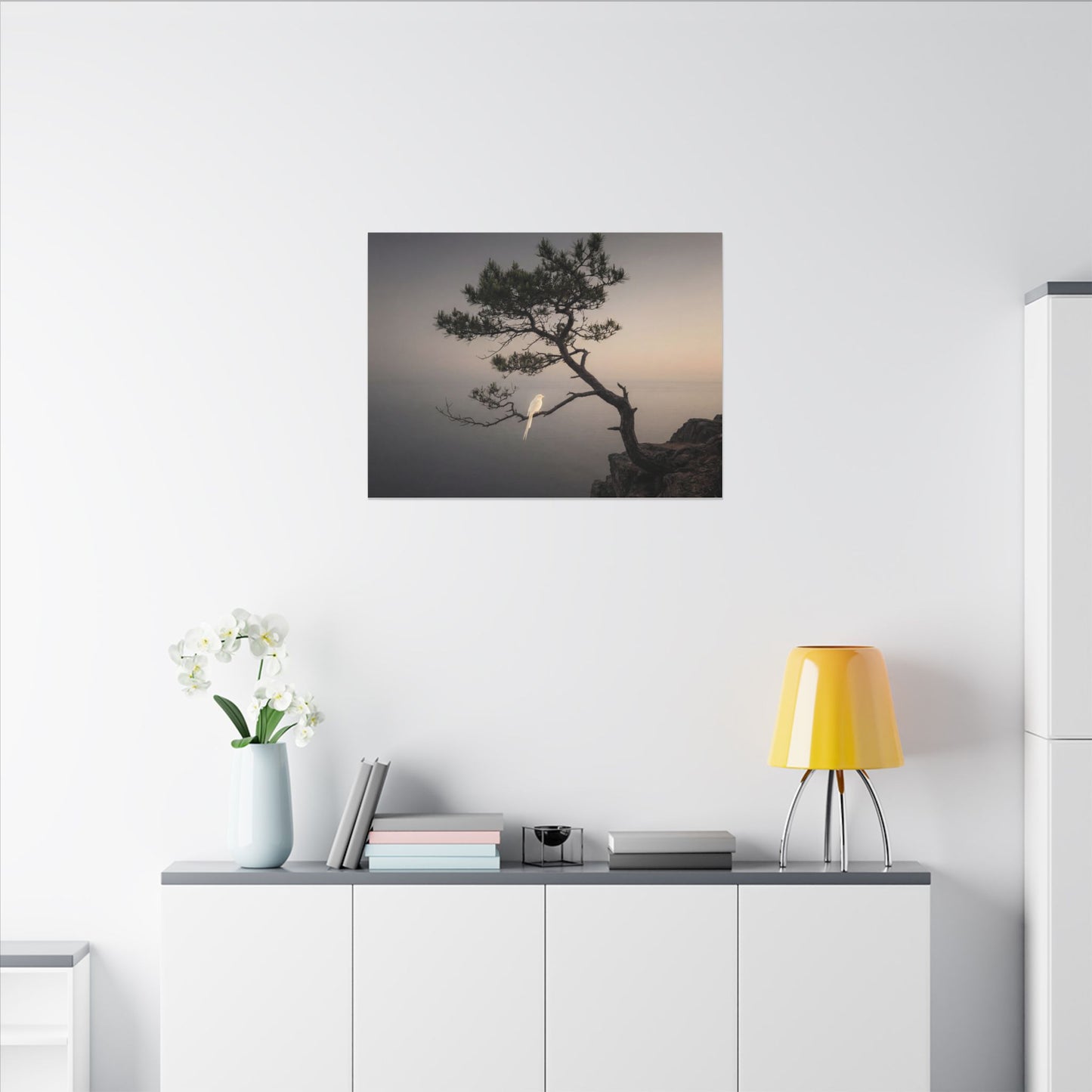 Dawn Pine Tree Canvas Art - Dark Japandi Datsuzoku