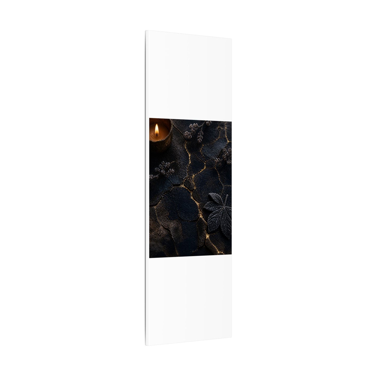 Candlelight Cracked Earth Canvas Art - Dark Japandi Ma