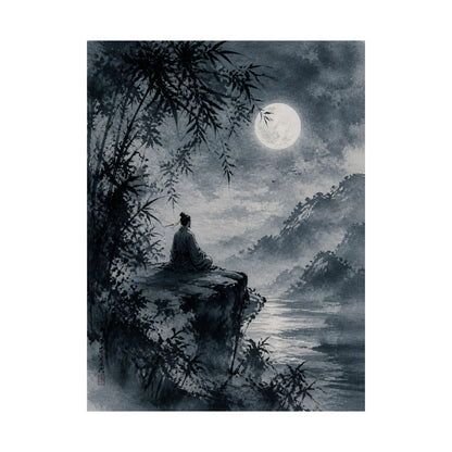 Serene Ink Brushstroke Wall Art Print - Sumi E Zen