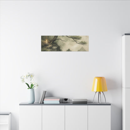 Candlelight Pine Tree Canvas Art - Japandi Kanso