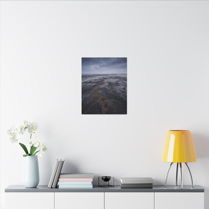 Dark Japandi Cracked Earth in Overcast | Dark Texture Canvas Art