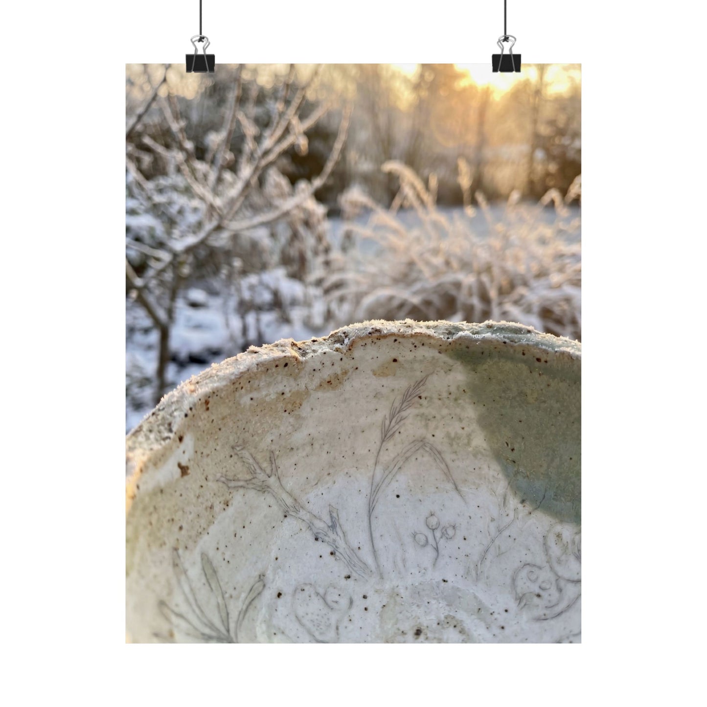 Winter Ceramic Bowl Minimal Line Wall Art Print | Cozy Decor
