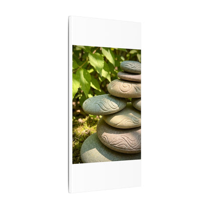 River Stones Summer Canvas Art | Japandi Earthy Design