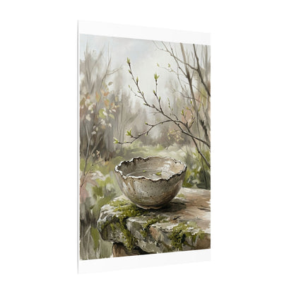 Japandi Ceramic Bowl in Overcast | Minimal Line Canvas Art