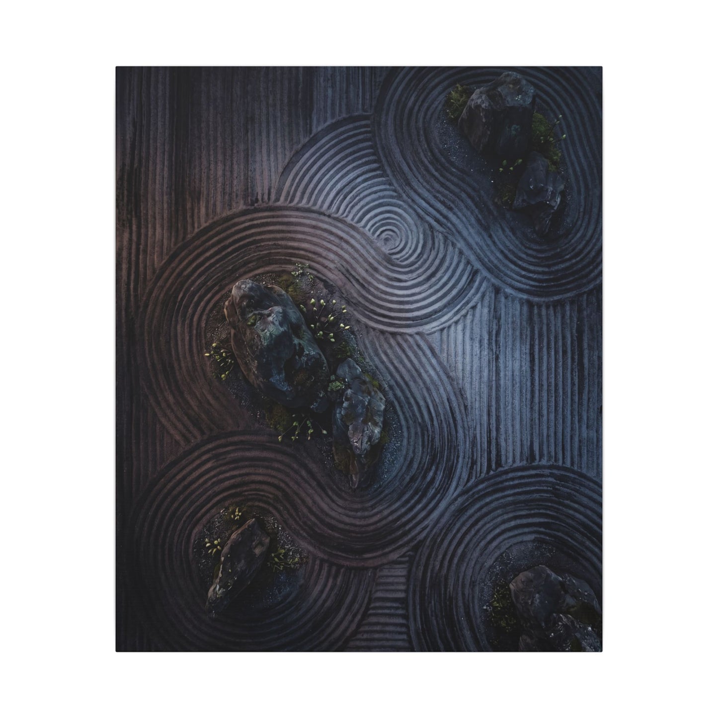 Spring Rock Garden Charcoal Ink Canvas Art | Bold Decor