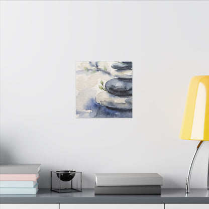 River Stones Watercolor Canvas Art | Cozy Japandi Art