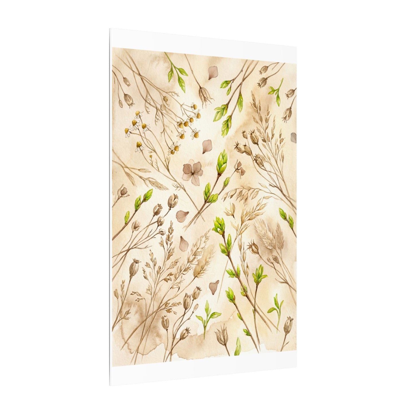 Spring Dried Flowers Watercolor Canvas Art | Earthy Decor