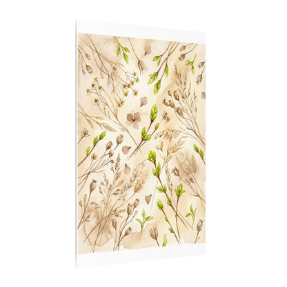 Spring Dried Flowers Watercolor Canvas Art | Earthy Decor