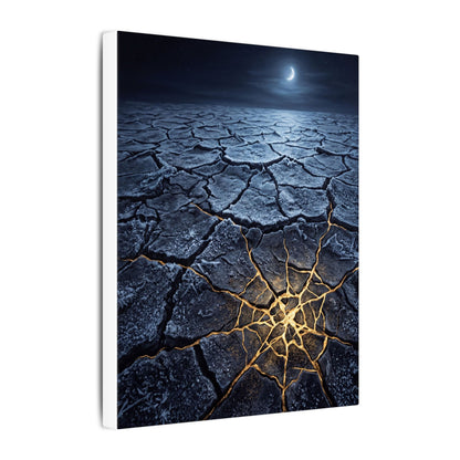 Moonlight Cracked Earth Canvas Art - Kintsugi Mono No Aware