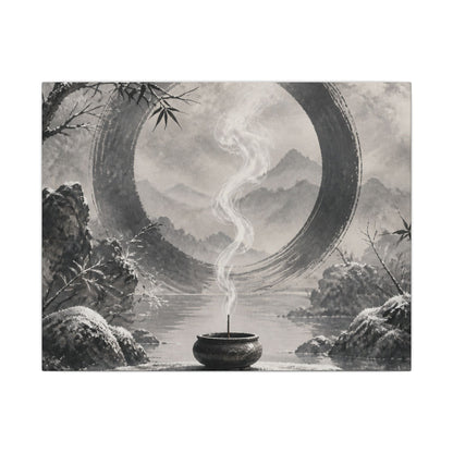 Incense Smoke Canvas Art | Winter Zen Sumi E Art