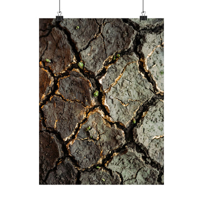 Cracked Earth Japanese Pattern Wall Art Print | Elegant Japandi Art