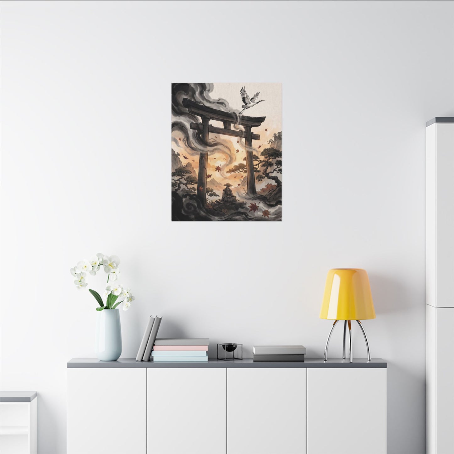 Torii Gate Ukiyo E Inspired Canvas Art | Serene Zen Art