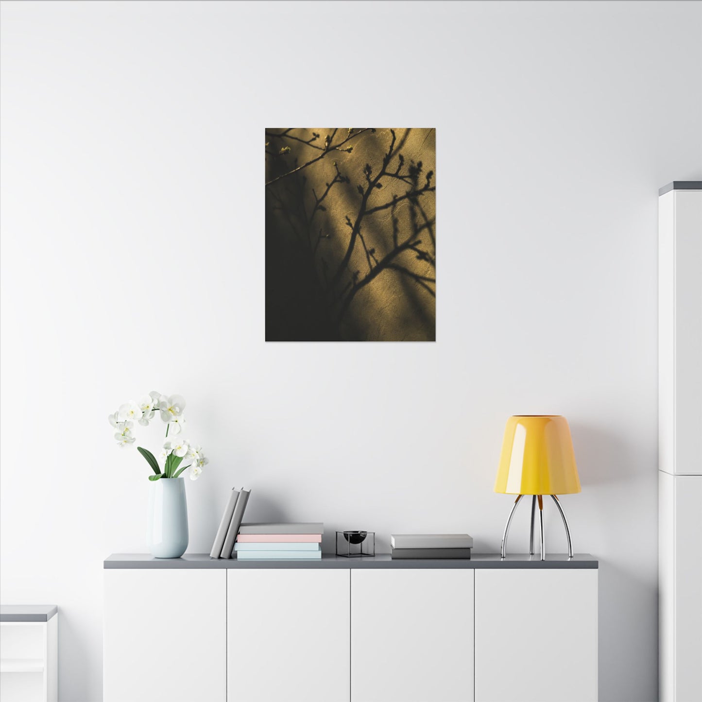 Golden Hour Shadow Play Canvas Art - Dark Japandi Seijaku