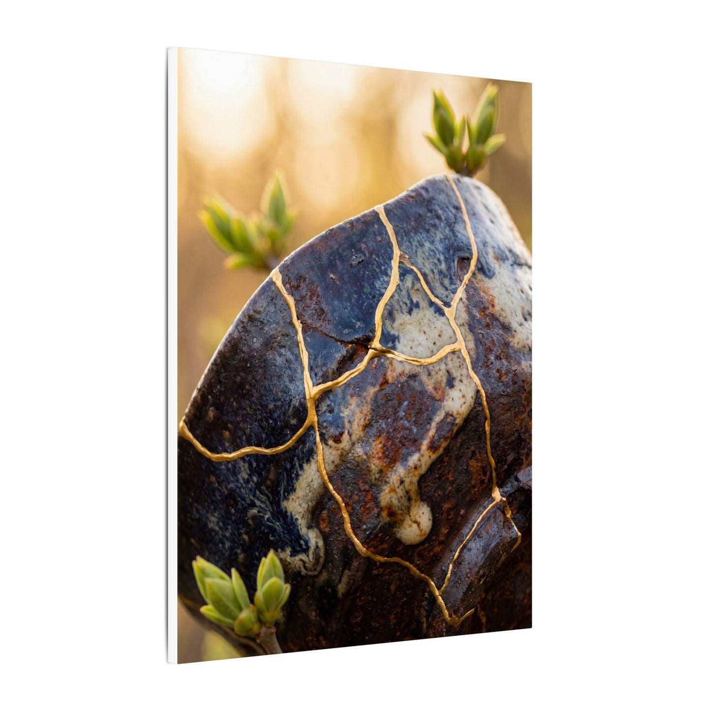 Fukinsei Rust Patina Canvas Art - Kintsugi Gold Repair