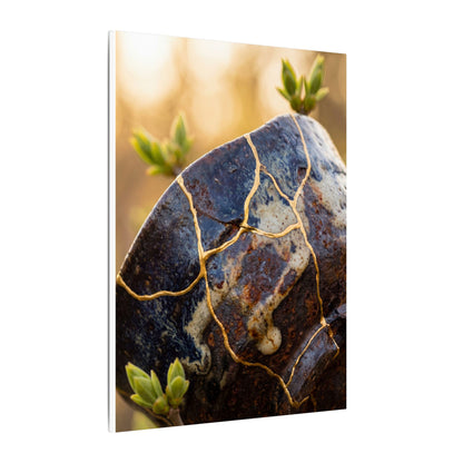 Fukinsei Rust Patina Canvas Art - Kintsugi Gold Repair