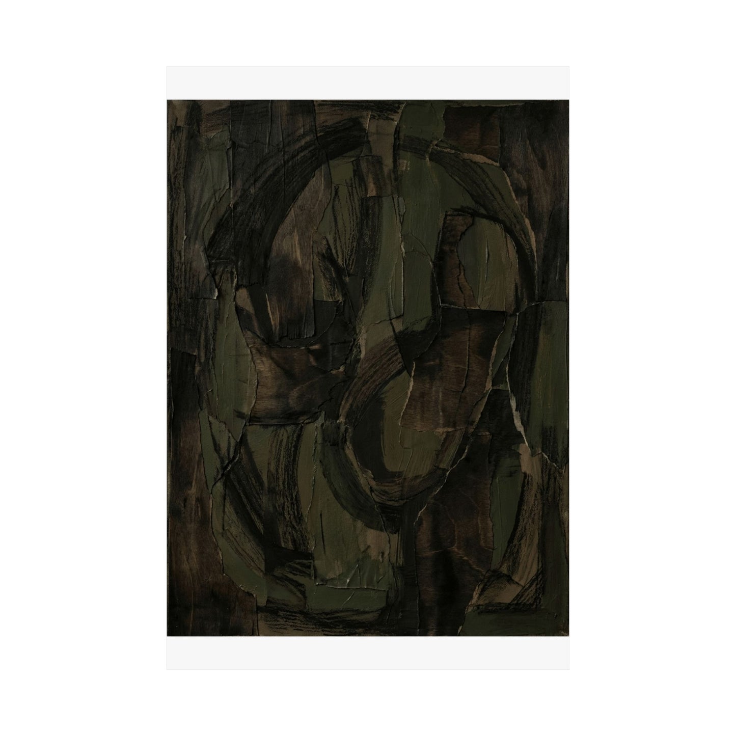 Mixed Media Dark Japandi Textured Wall Art Print