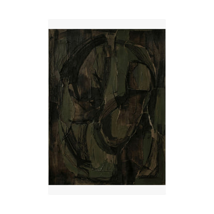 Mixed Media Dark Japandi Textured Wall Art Print