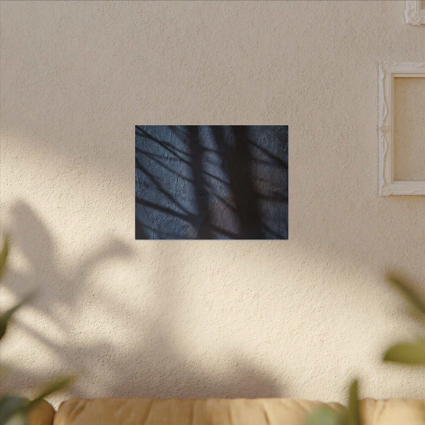 Dark Japandi Shadow Play in Moonlight | Moody Minimal Canvas Art