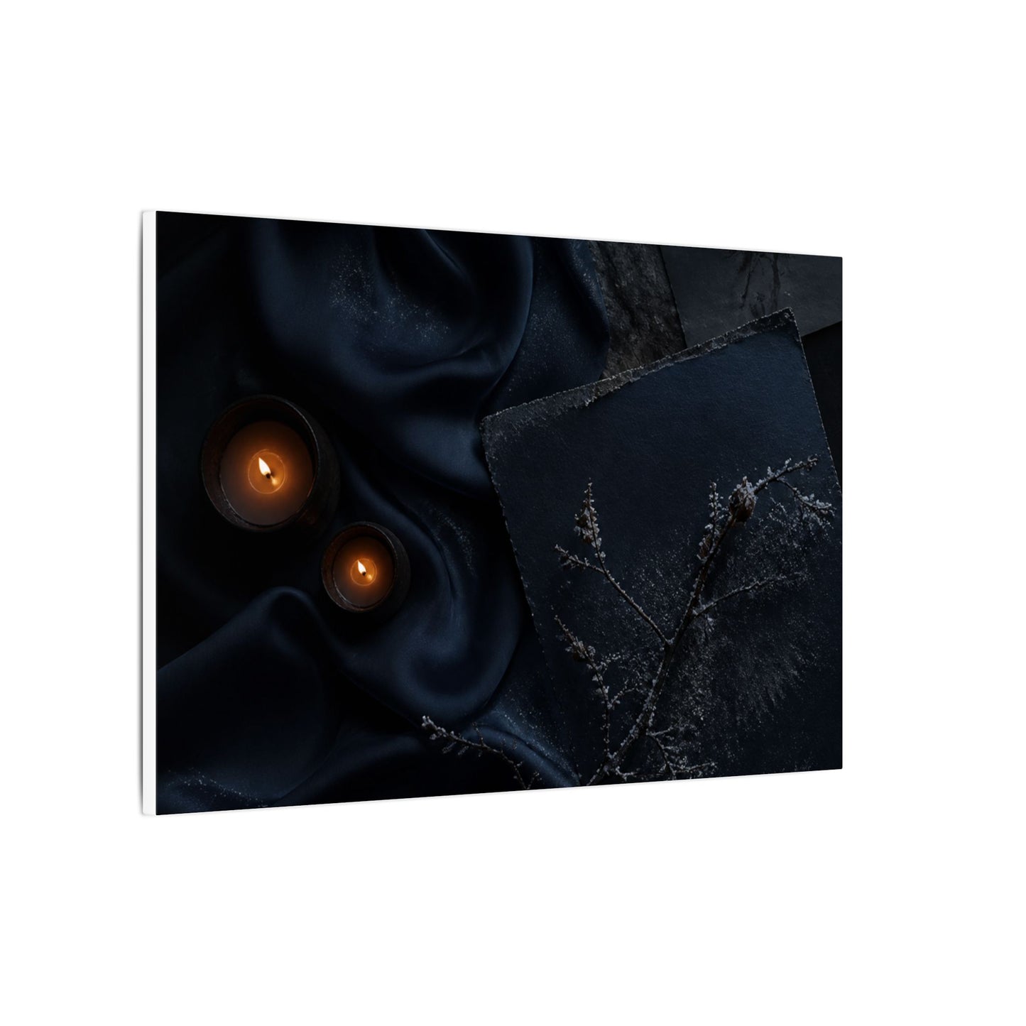 Candlelight Silk Drape Canvas Art - Dark Japandi Kanso
