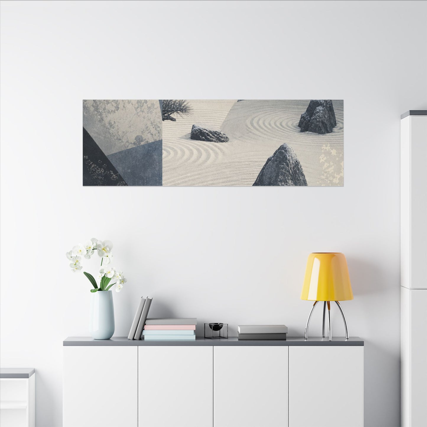 Seijaku Rock Garden Canvas Art - Zen Ukiyo E Inspired