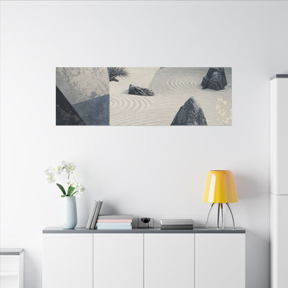 Seijaku Rock Garden Canvas Art - Zen Ukiyo E Inspired