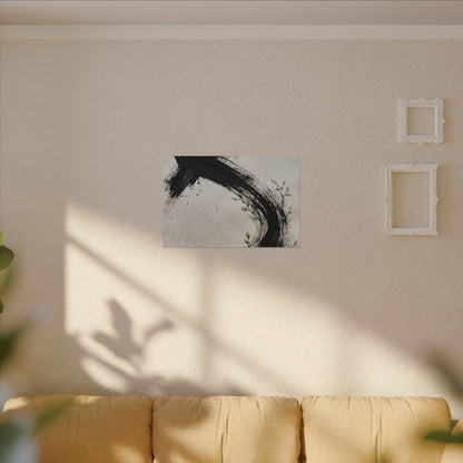 Ink Brushstroke Spring Canvas Art | Dark Japandi Sophisticated Design