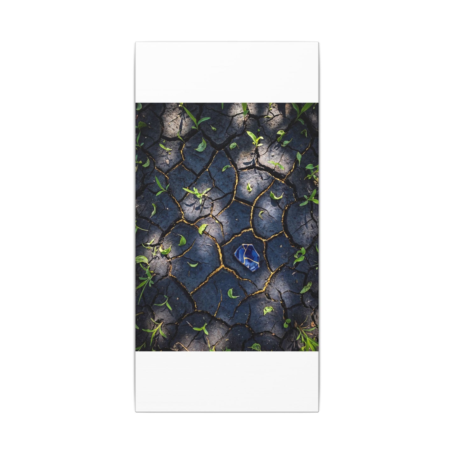 Cracked Earth Canvas Art | Spring Dark Japandi Moody Minimal Art
