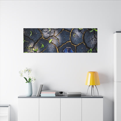 Cracked Earth Canvas Art | Spring Dark Japandi Moody Minimal Art