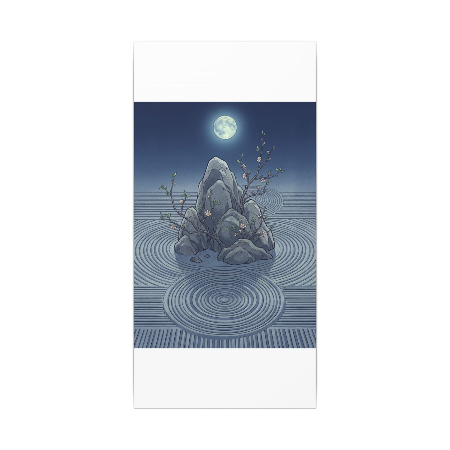 Spring Rock Garden Ukiyo E Inspired Canvas Art | Tranquil Decor
