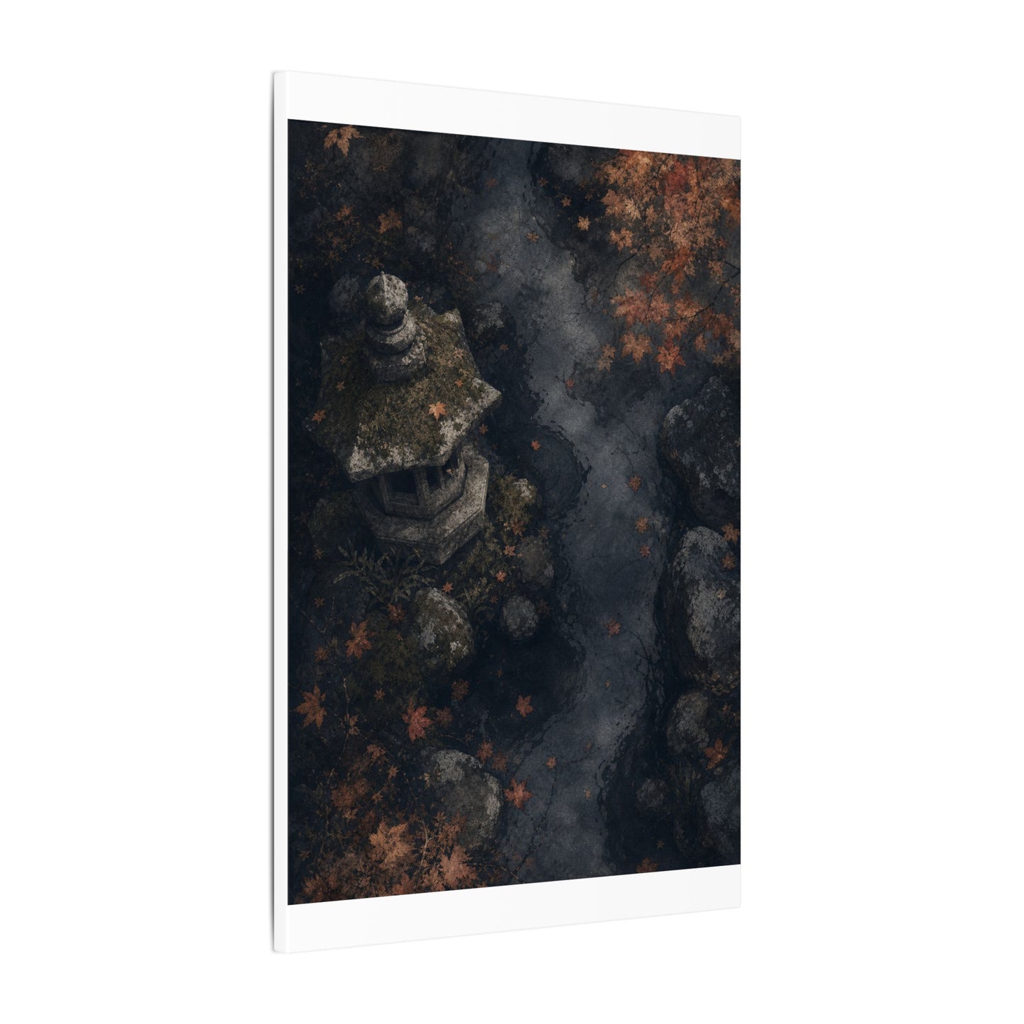 Stone Lantern Canvas Art | Autumn Japandi Texture Art