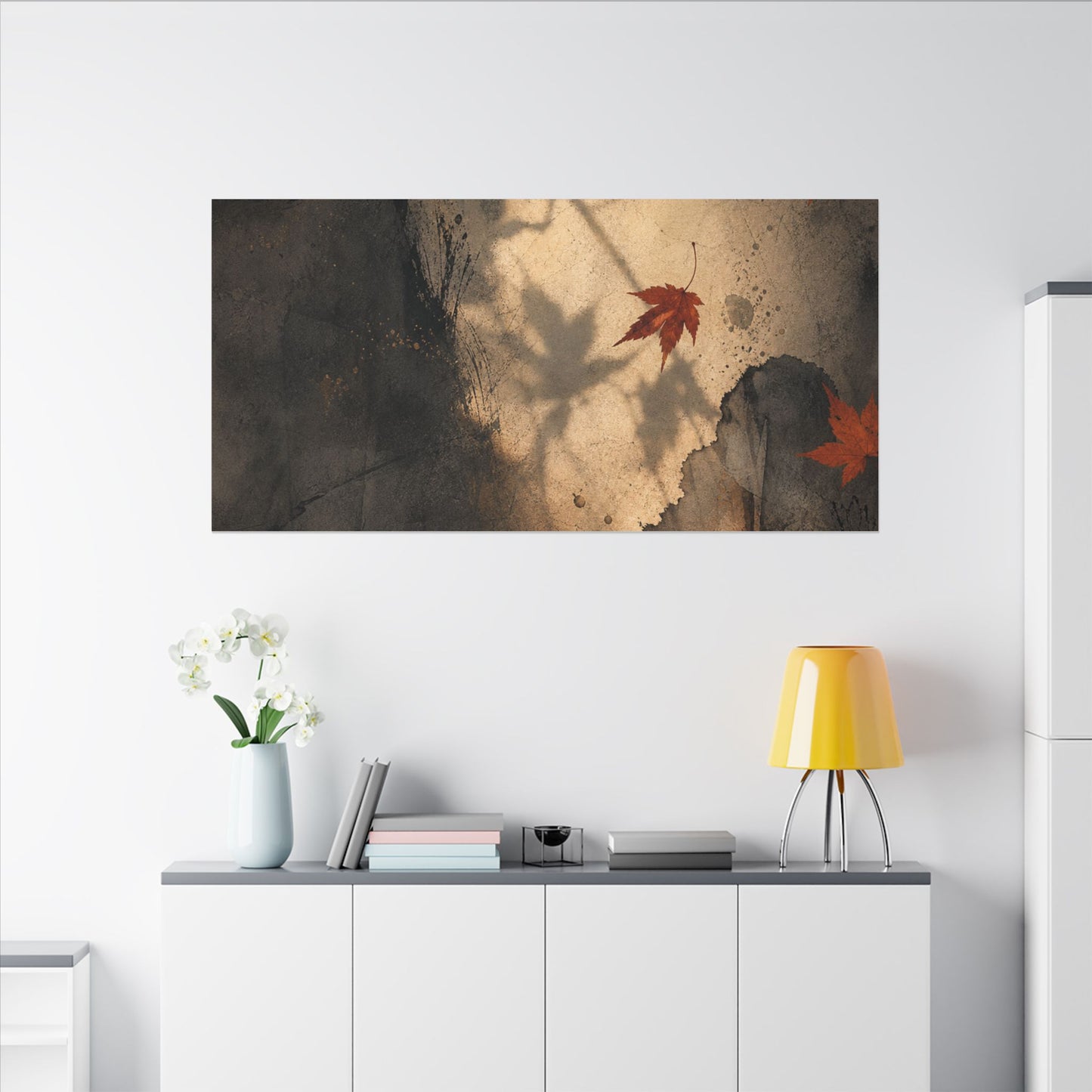 Shadow Play Texture Canvas Art | Neutral Japandi Art