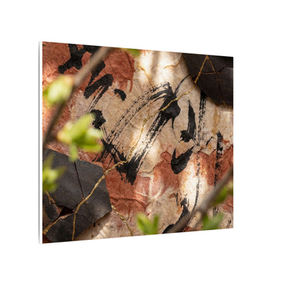 Datsuzoku Ink Brushstroke Canvas Art - Kintsugi Gold Repair