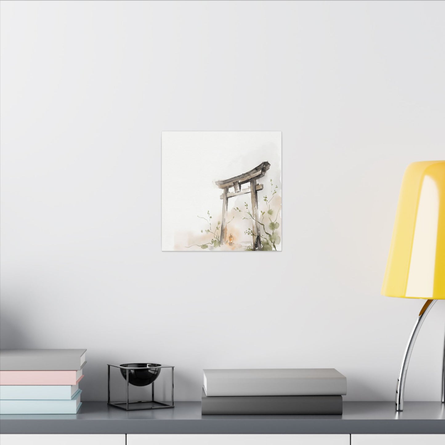Fukinsei Torii Gate Canvas Art - Japandi Watercolor