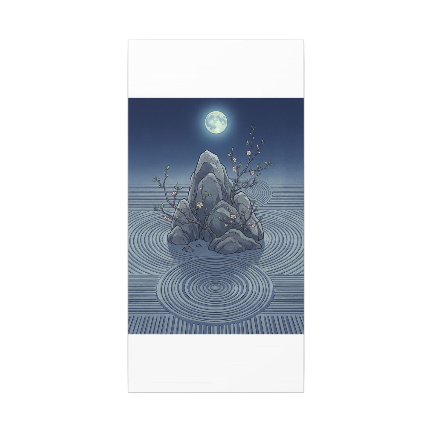 Spring Rock Garden Ukiyo E Inspired Canvas Art | Tranquil Decor