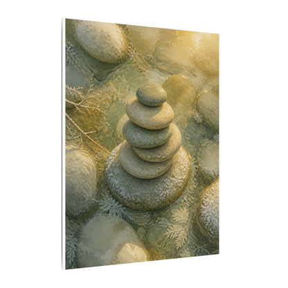 River Stones Watercolor Canvas Art | Elegant Japandi Art