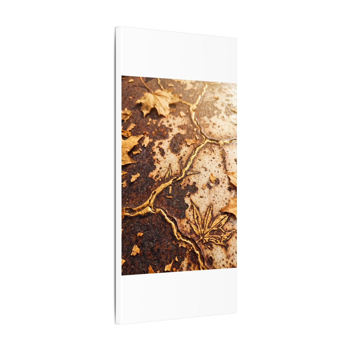Kintsugi Rust Patina in Golden Hour | Gold Vein Canvas Art