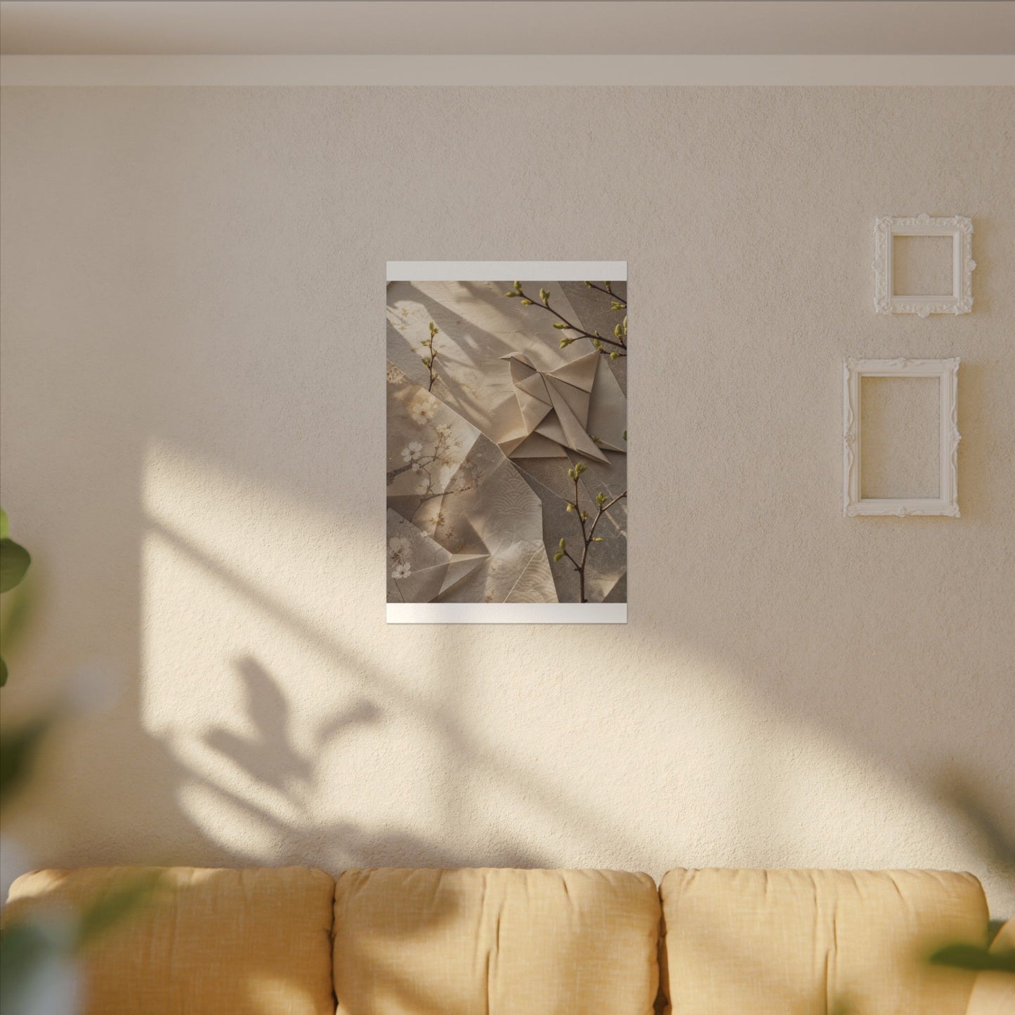 Golden Hour Paper Fold Canvas Art - Japandi Fukinsei