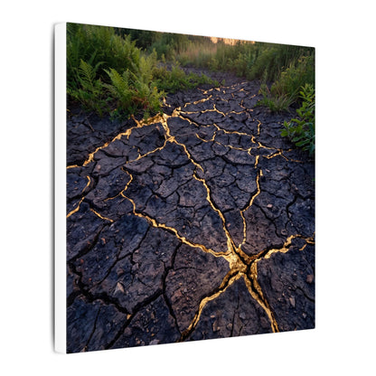 Cracked Earth Canvas Art | Summer Kintsugi Crackle Gold Art
