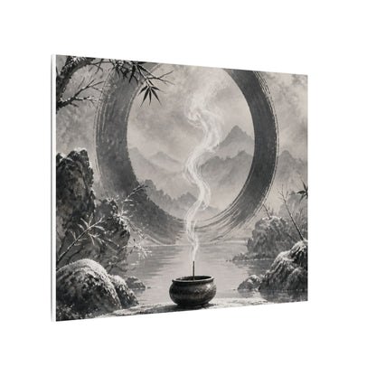 Incense Smoke Canvas Art | Winter Zen Sumi E Art