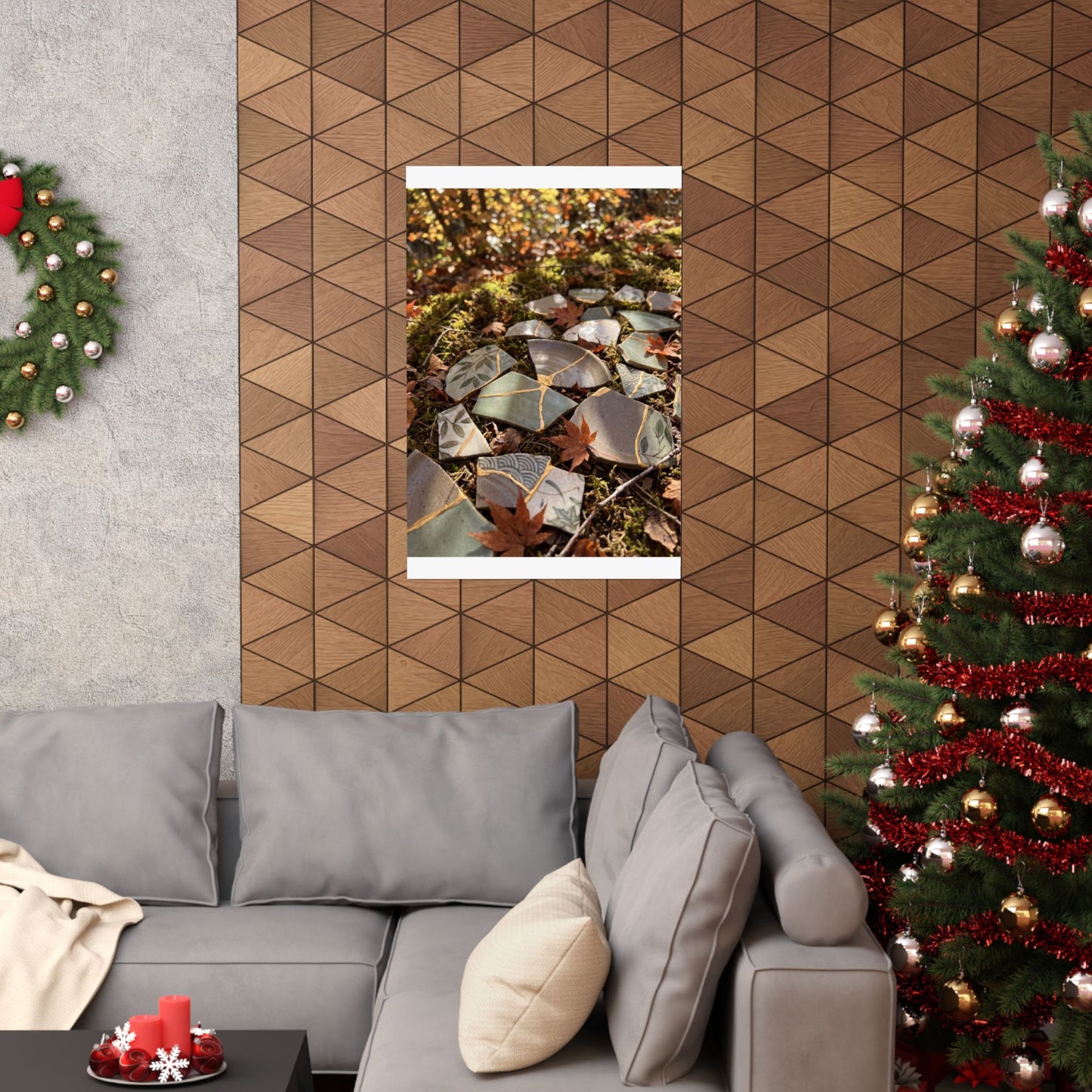 Japandi Broken Pottery in Dappled | Japanese Pattern Wall Art Print