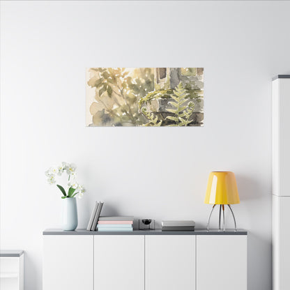 Earthy Stone Lantern Canvas Art - Watercolor Japandi