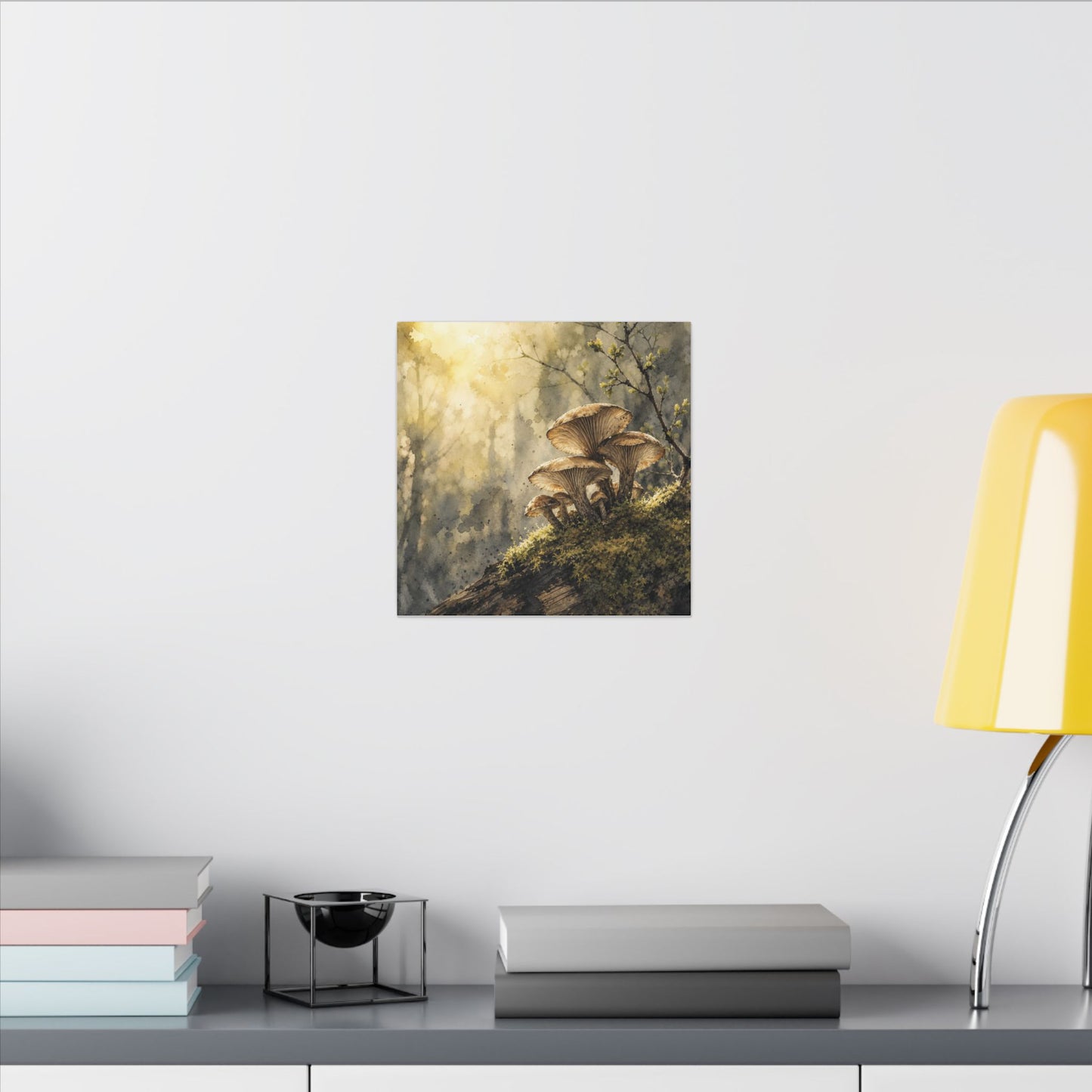 Wild Mushrooms Canvas Art | Spring Japandi Watercolor Art